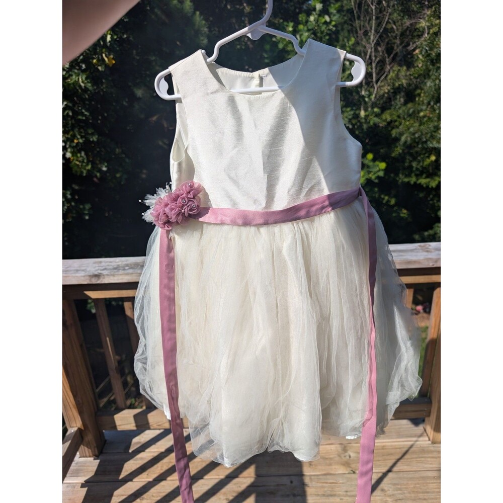 4T Toddler Girl Wedding Flower Girl Dress Tulle Full Skirt Pippa & Julie Pink